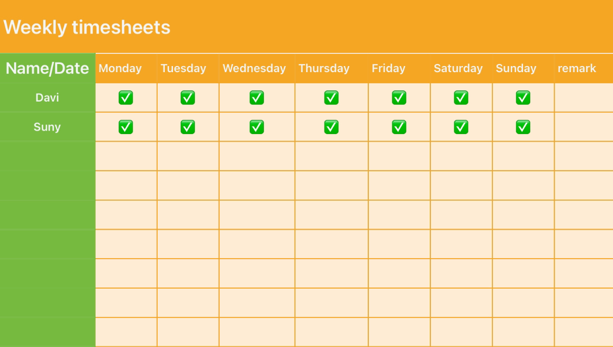 Weekly timesheets